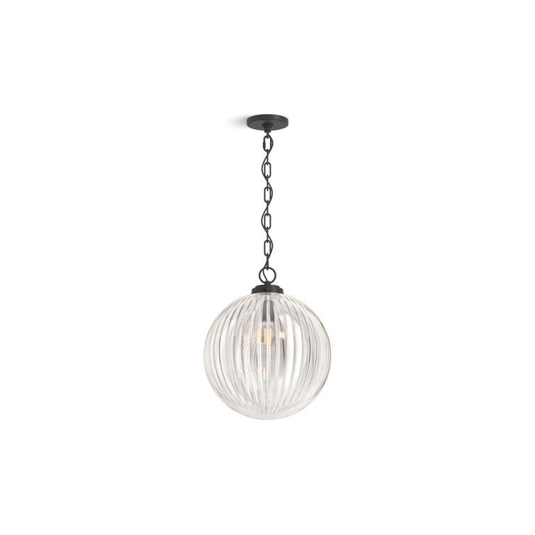 Embra Matte Black 14" Glass LED Pendant Light