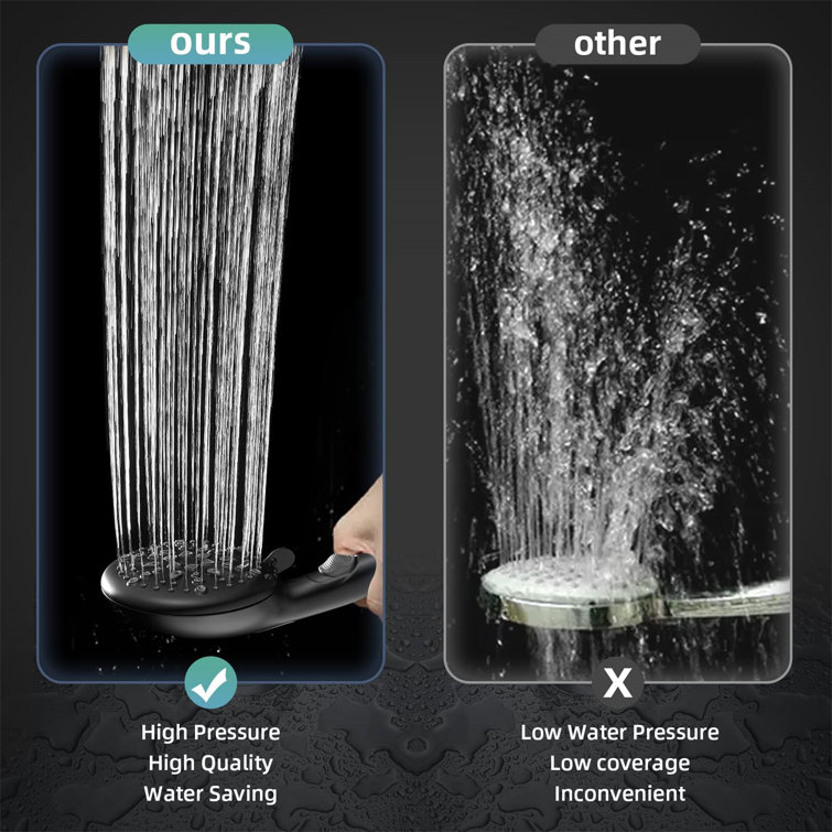Matte Black 9-Spray Handheld Wall Mounted Shower Head