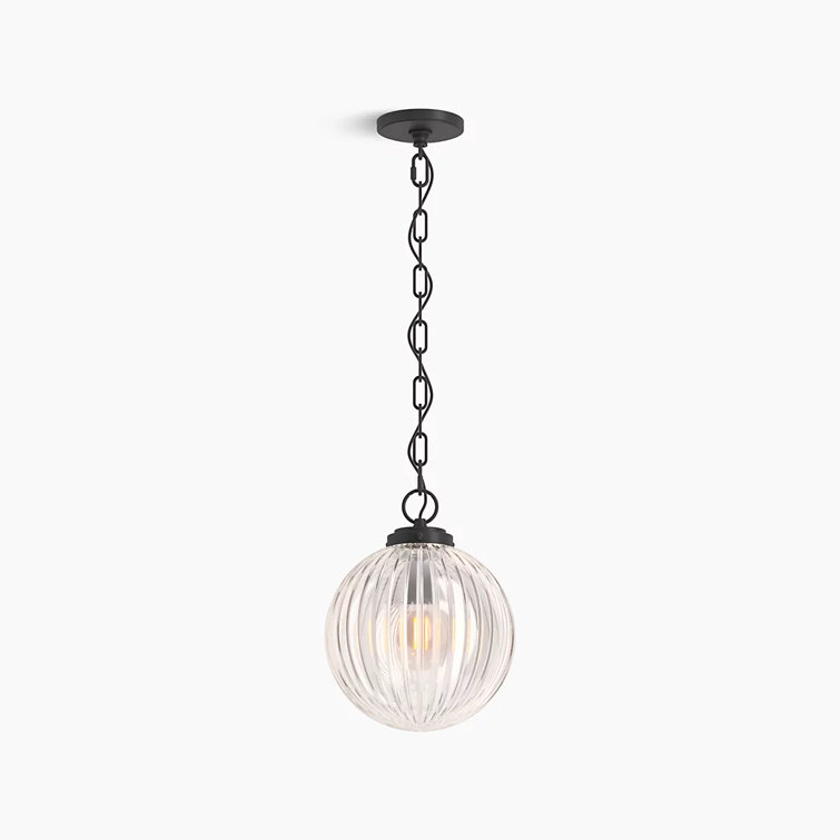 Matte Black Glass LED Indoor/Outdoor Pendant Light