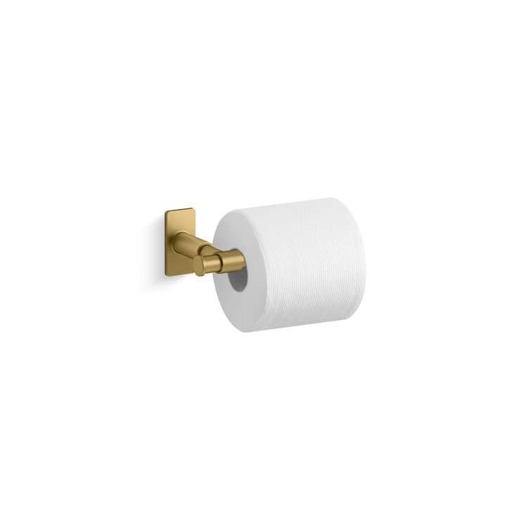 Vibrant Brushed Moderne Brass Wall Mounted Toilet Paper Holder
