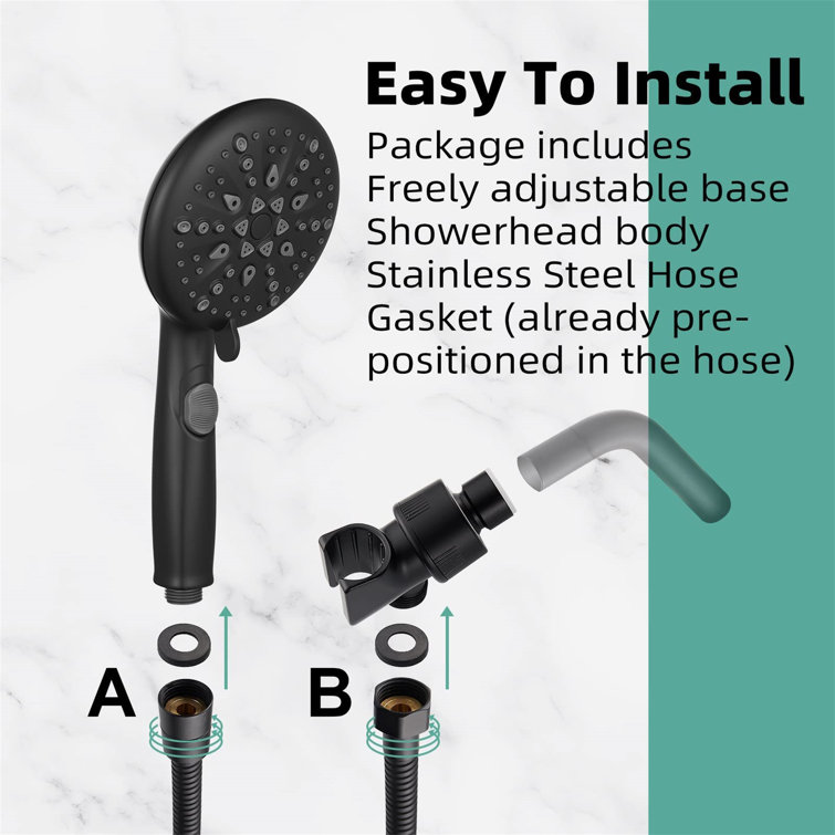 Matte Black 9-Spray Handheld Wall Mounted Shower Head