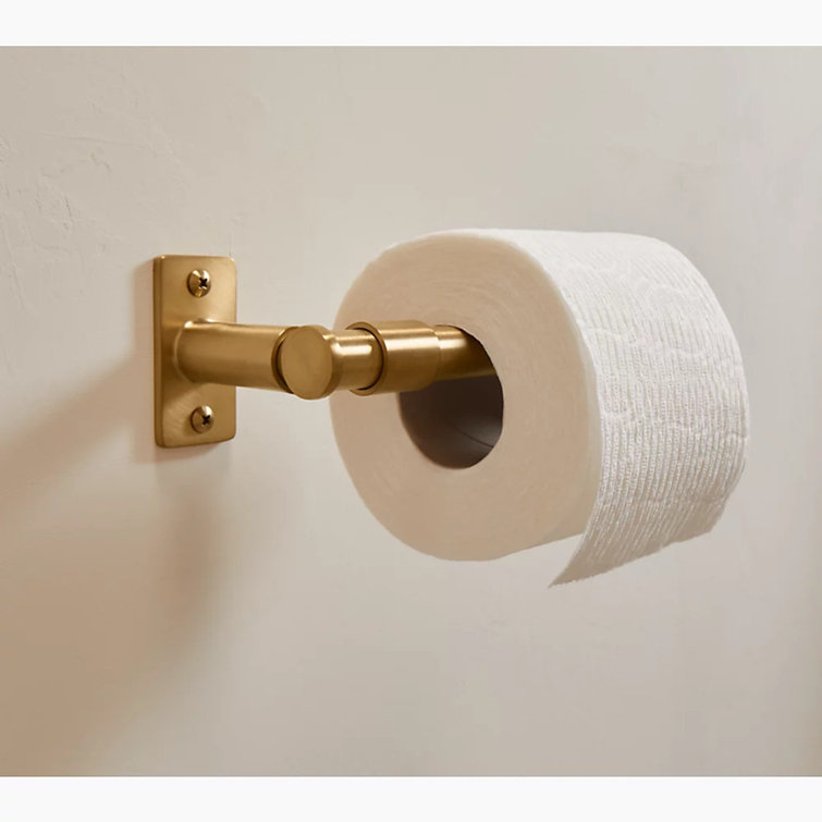 Vibrant Brushed Moderne Brass Wall Mounted Toilet Paper Holder