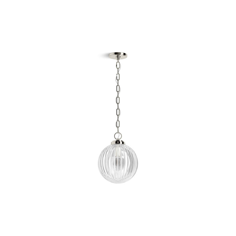 Polished Nickel Glass Globe LED Pendant Light