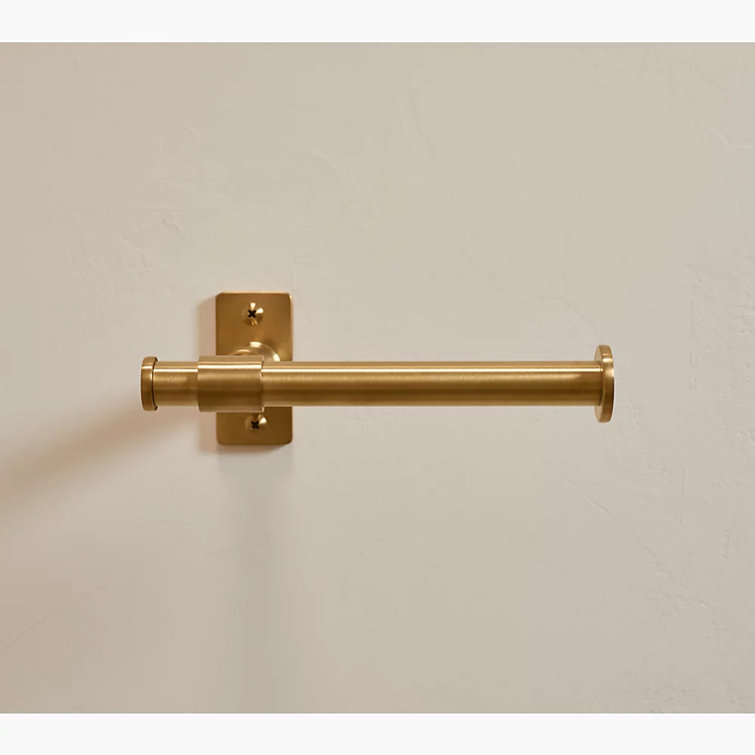 Vibrant Brushed Moderne Brass Wall Mounted Toilet Paper Holder