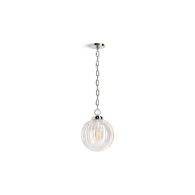 Polished Nickel Glass Globe LED Pendant Light