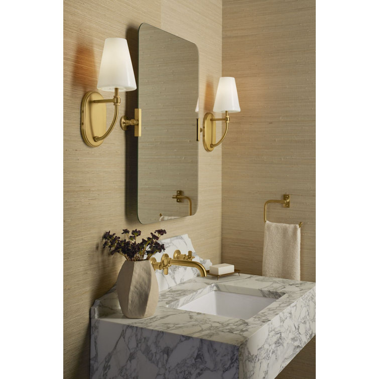 Vibrant Brushed Moderne Brass Rectangular Frameless Bathroom Vanity Mirror