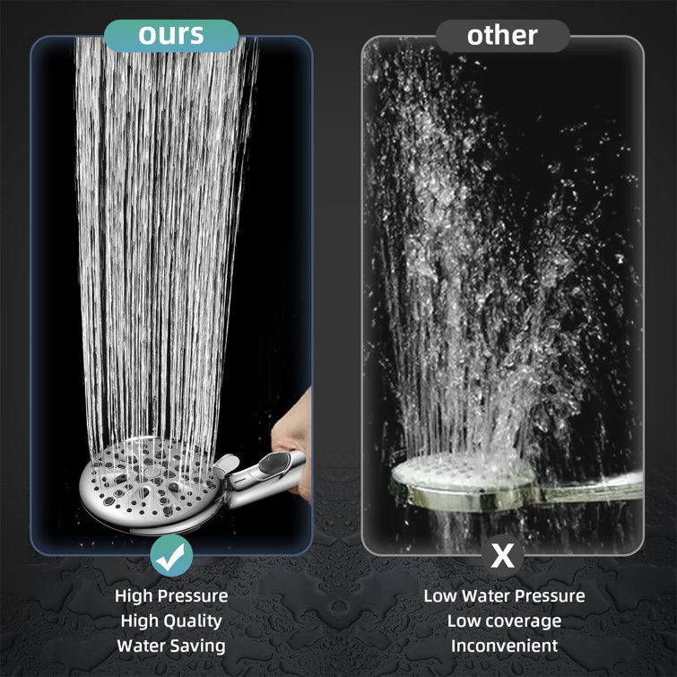 Chrome Handheld Shower Head with Filter and 9 Spray Modes