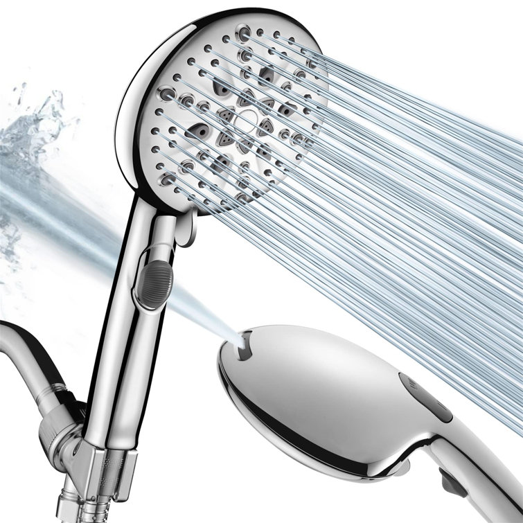 Chrome Handheld Shower Head with Filter and 9 Spray Modes