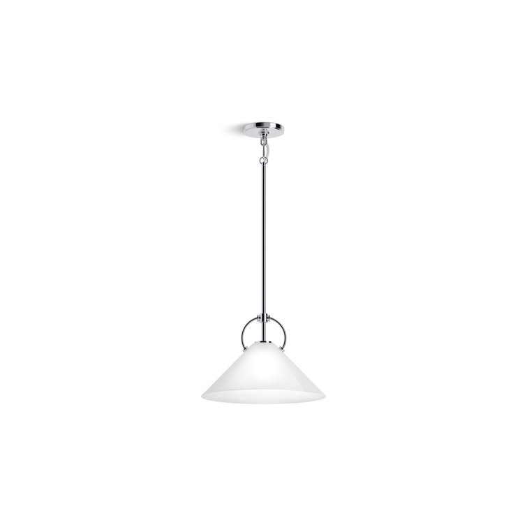 Polished Chrome 14" Glass LED Pendant Light