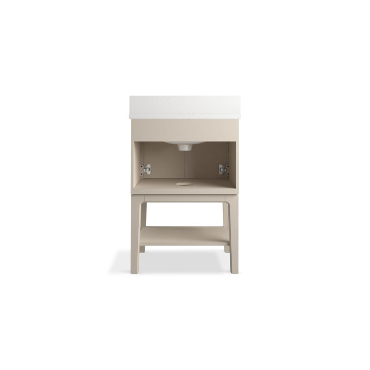 Light Clay Freestanding Bathroom Vanity with Quartz Top