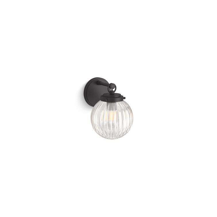 Matte Black Glass Globe Wall Sconce