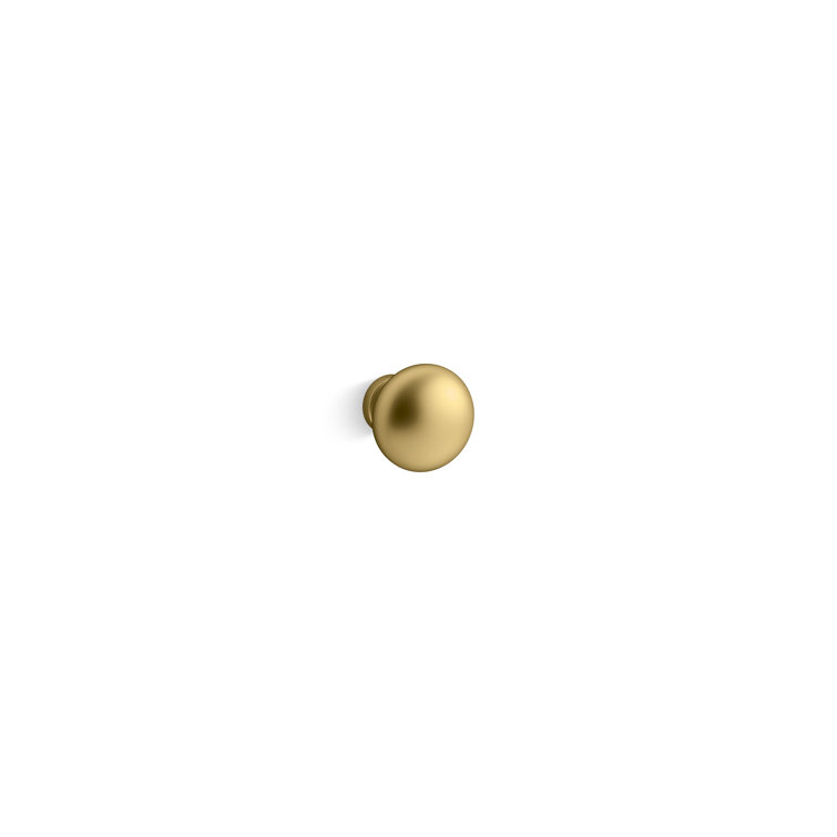 Round Vibrant Brushed Brass Cabinet Knob with Mounting Hardware