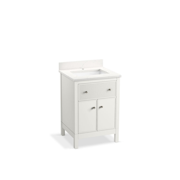 White Shaker Style 24" Bathroom Vanity with Quartz Top