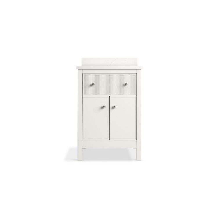 White Shaker Style 24" Bathroom Vanity with Quartz Top