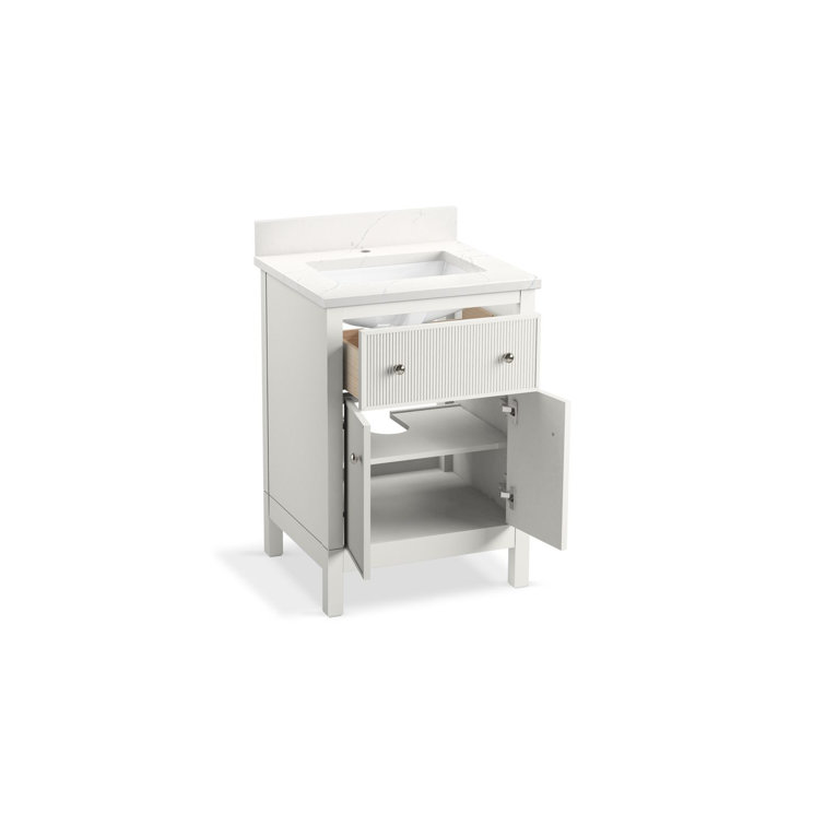 White Shaker Style 24" Bathroom Vanity with Quartz Top