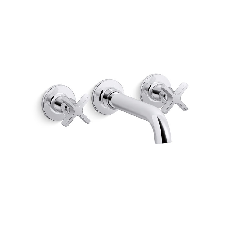 Polished Chrome Wall-Mount Bath Faucet with Cross Handles