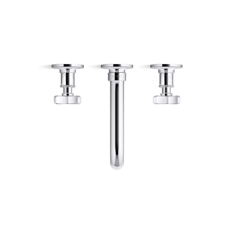 Polished Chrome Wall-Mount Bath Faucet with Cross Handles