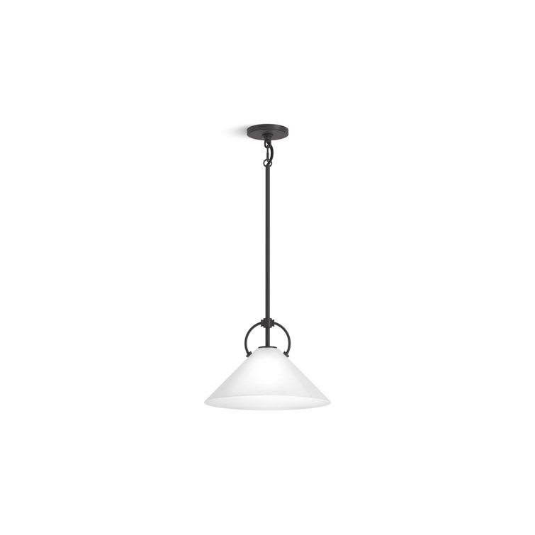 Kernen Matte Black 14" Glass LED Pendant Light