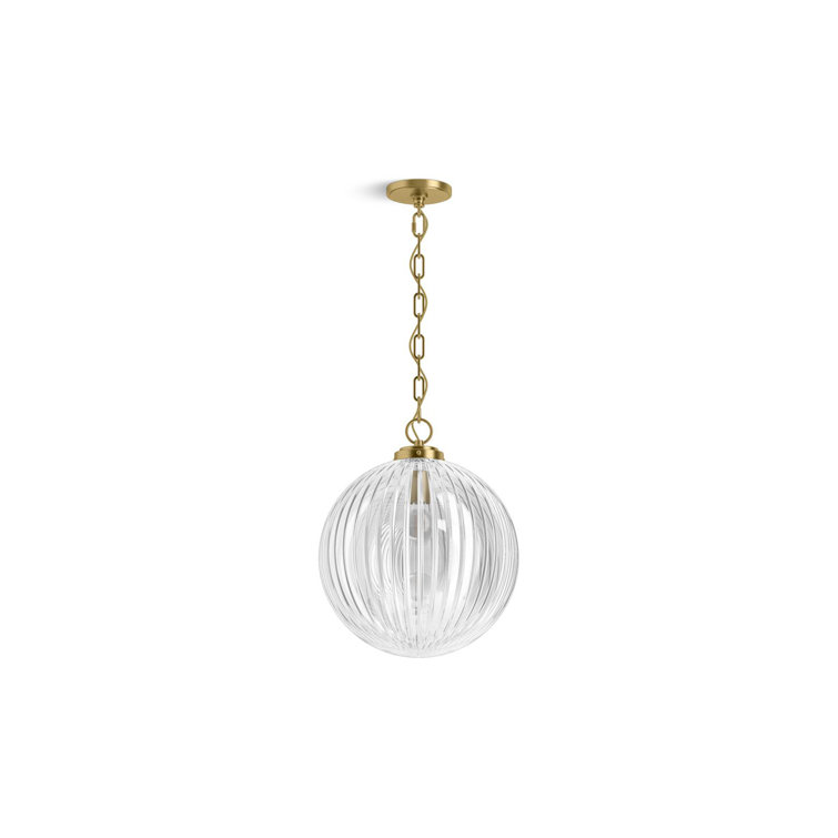 Embra 14" Glass Pendant with Brushed Brass Finish