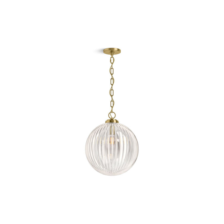 Embra 14" Glass Pendant with Brushed Brass Finish