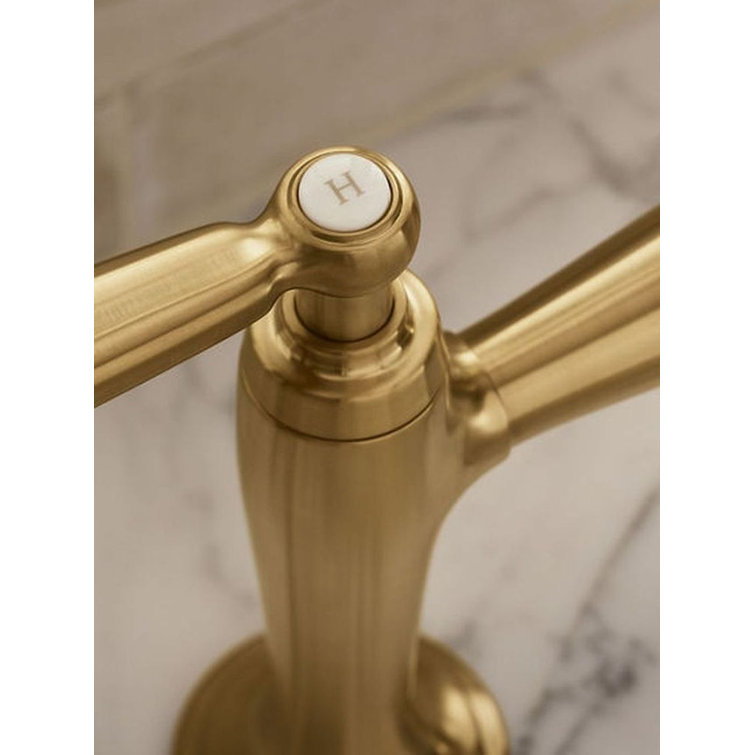 Edalyn Vibrant Brushed Moderne Brass Kitchen Faucet with Side Sprayer