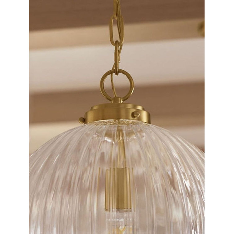 Embra 14" Glass Pendant with Brushed Brass Finish