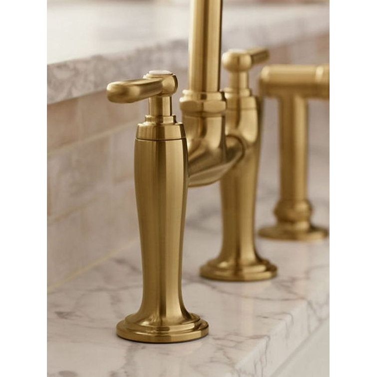 Edalyn Vibrant Brushed Moderne Brass Kitchen Faucet with Side Sprayer