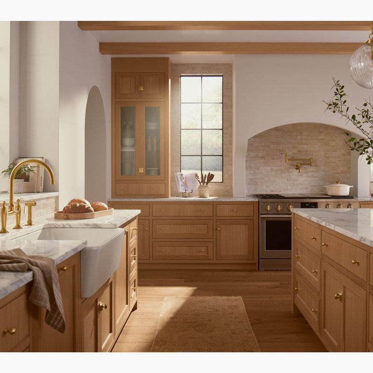 Edalyn Vibrant Brushed Moderne Brass Kitchen Faucet with Side Sprayer