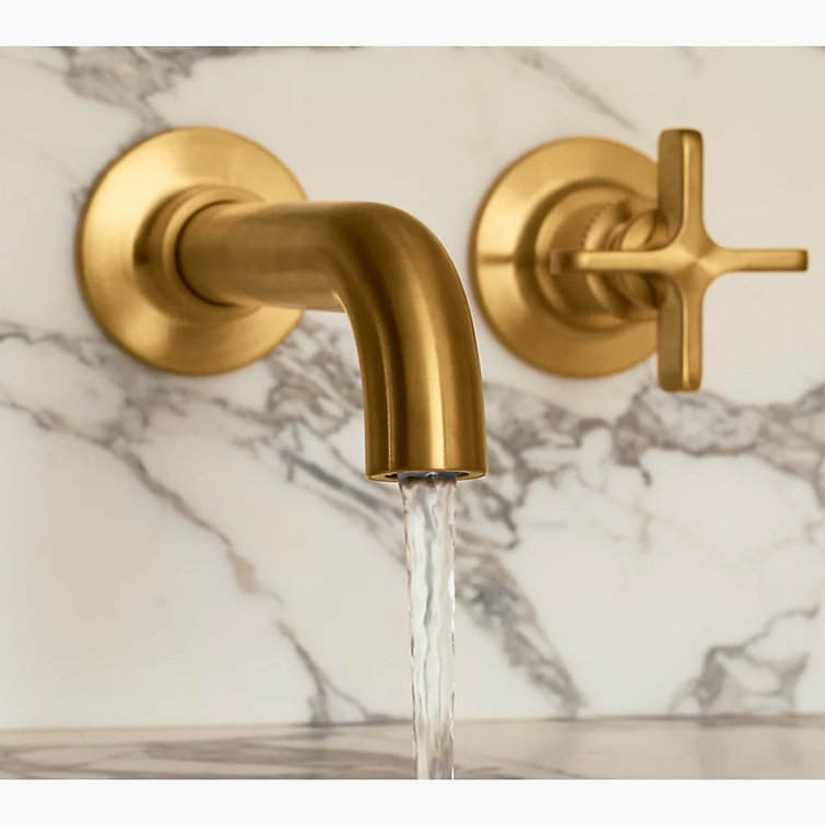 Polished Chrome Wall-Mount Bath Faucet with Cross Handles