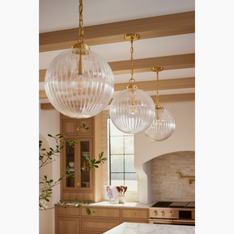 Embra 14" Glass Pendant with Brushed Brass Finish