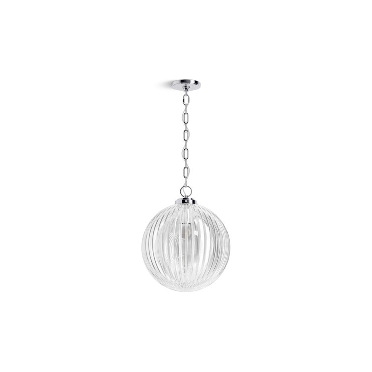 Polished Chrome 14" Glass Globe Pendant Light