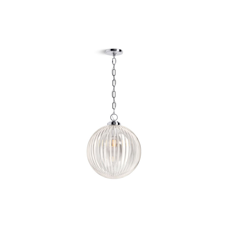 Polished Chrome 14" Glass Globe Pendant Light