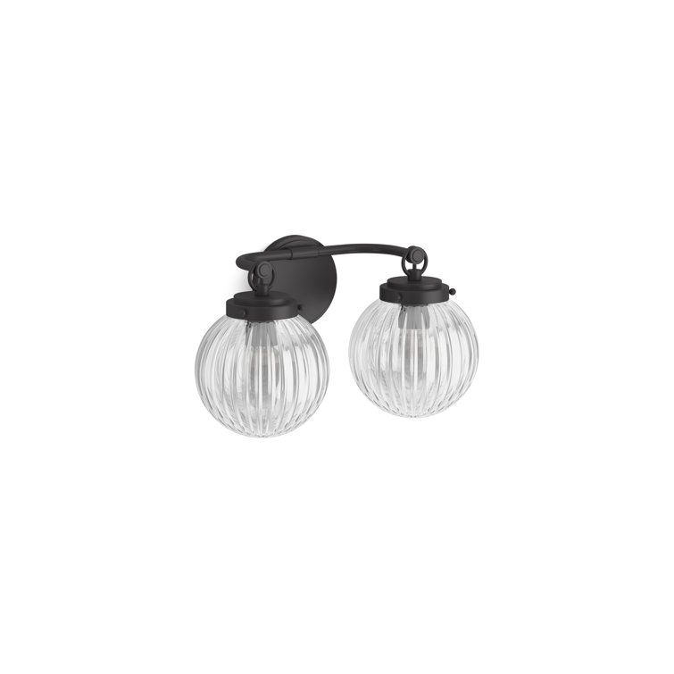 Matte Black Two-Light Glass Globe Sconce