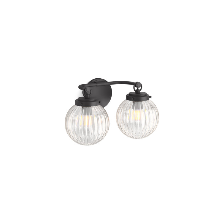 Matte Black Two-Light Glass Globe Sconce