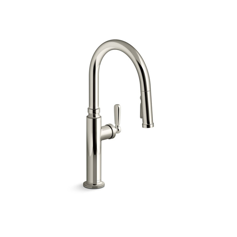 Vibrant Polished Nickel Pull-Down Kitchen Faucet with Sprayhead