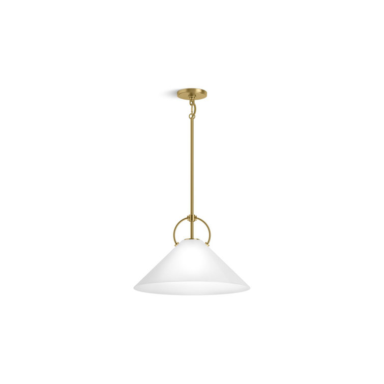 Kernen 18" Brushed Brass and Milk Glass Pendant Light