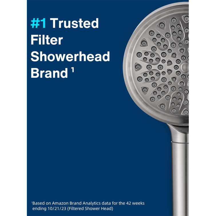 Brushed Nickel Handheld Shower Head with Filter and 6 Spray Modes