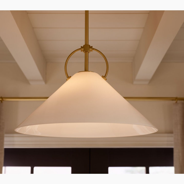Kernen 18" Brushed Brass and Milk Glass Pendant Light