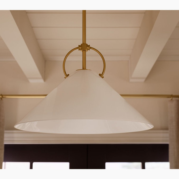 Kernen 18" Brushed Brass and Milk Glass Pendant Light