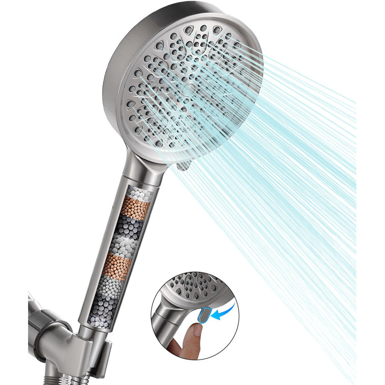 Brushed Nickel Handheld Shower Head with Filter and 6 Spray Modes