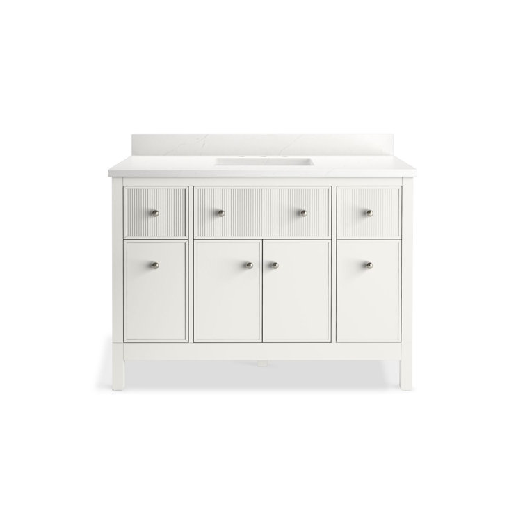 Malin White 48" Bathroom Vanity Cabinet with Quartz Top and Sink