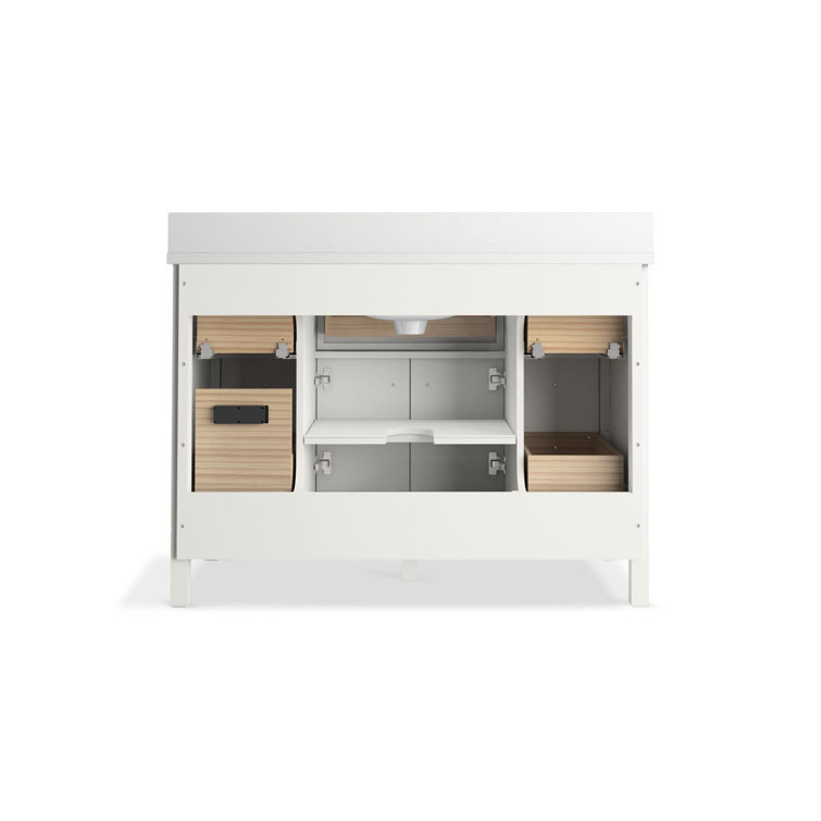 Malin White 48" Bathroom Vanity Cabinet with Quartz Top and Sink