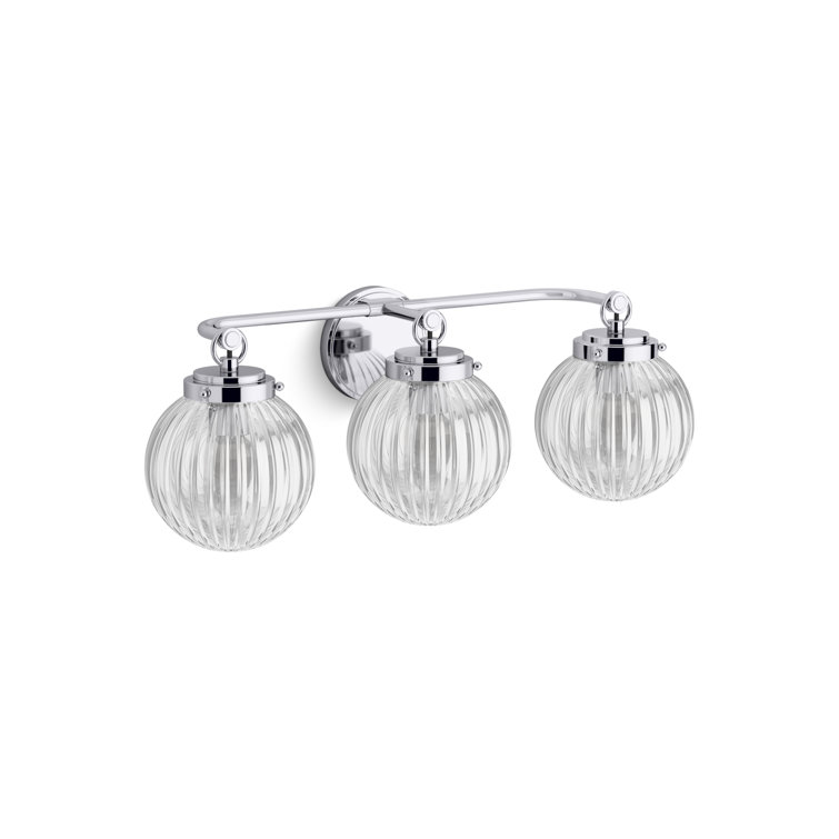 Polished Chrome Three-Light Glass Globe Sconce