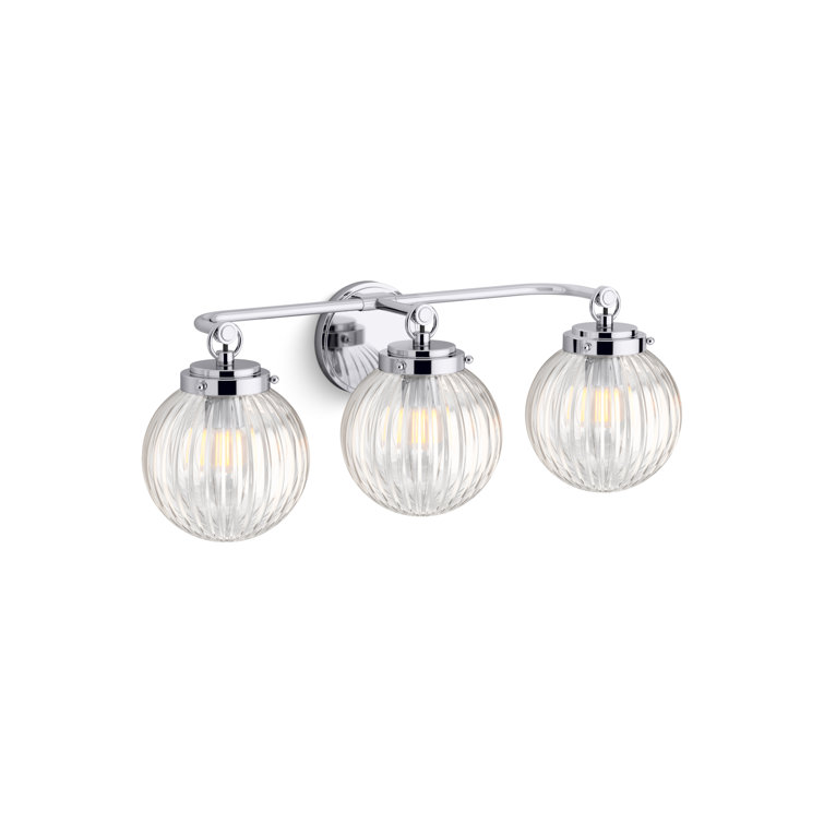 Polished Chrome Three-Light Glass Globe Sconce