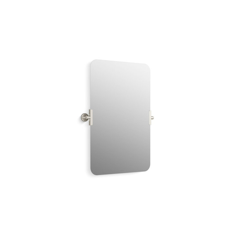 Vibrant Brushed Nickel Rectangular Frameless Bathroom Vanity Mirror