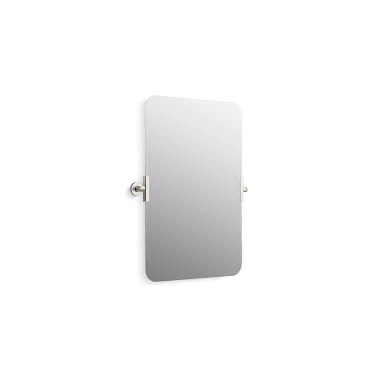 Vibrant Polished Nickel Rectangular Frameless Bathroom Vanity Mirror