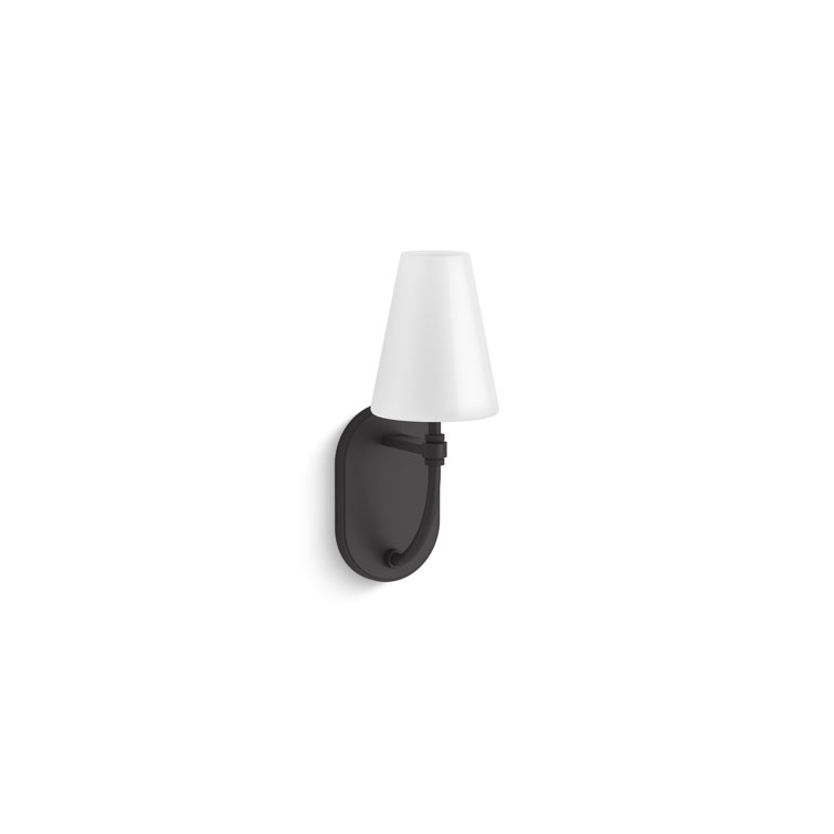 Matte Black Direct Wired Electric Wall Sconce with Milk Glass Shade