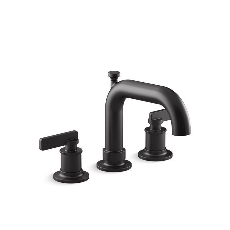 Matte Black Metal Deck-Mount Bath Faucet Trim with Diverter
