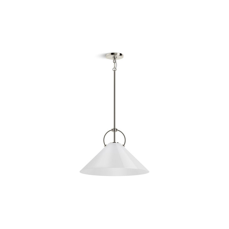 Polished Nickel Frosted Glass Bell Pendant Light