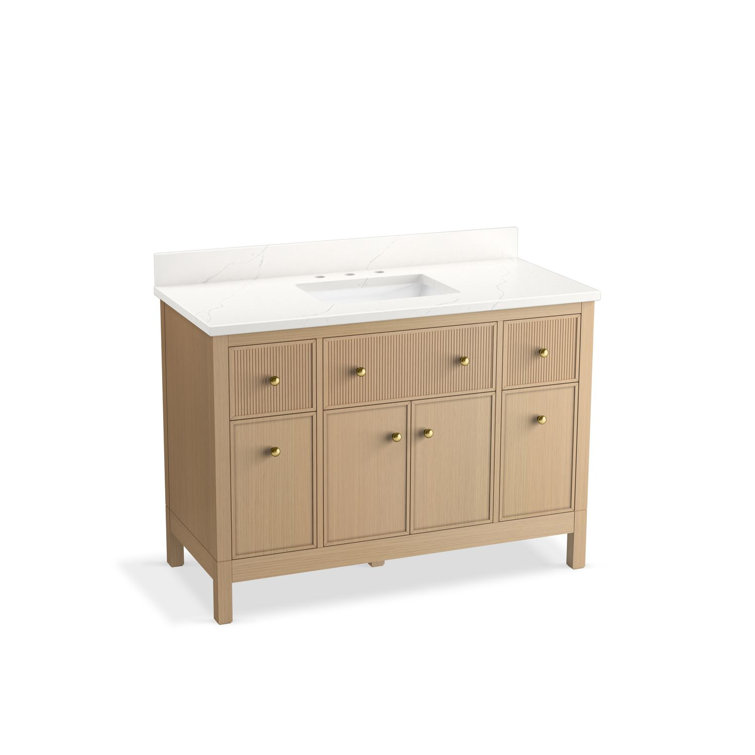 Malin White Oak 48" Bathroom Vanity Cabinet with Quartz Top